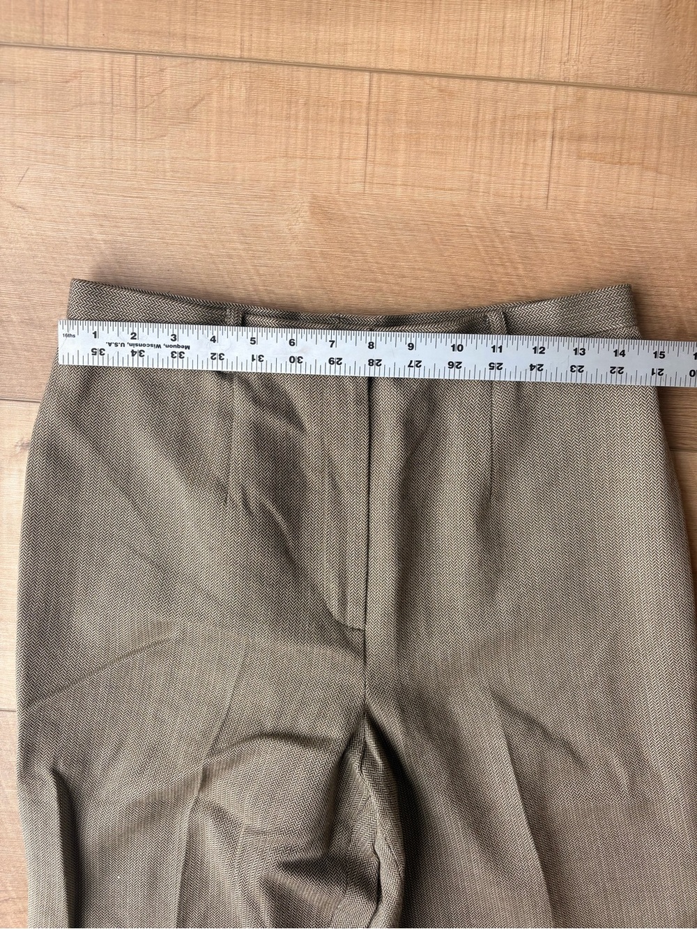 Women's Vintage Carlisle 100% Wool Golden Tan/Brown Herringbone Pants. Size 10 - Picture 12 of 14